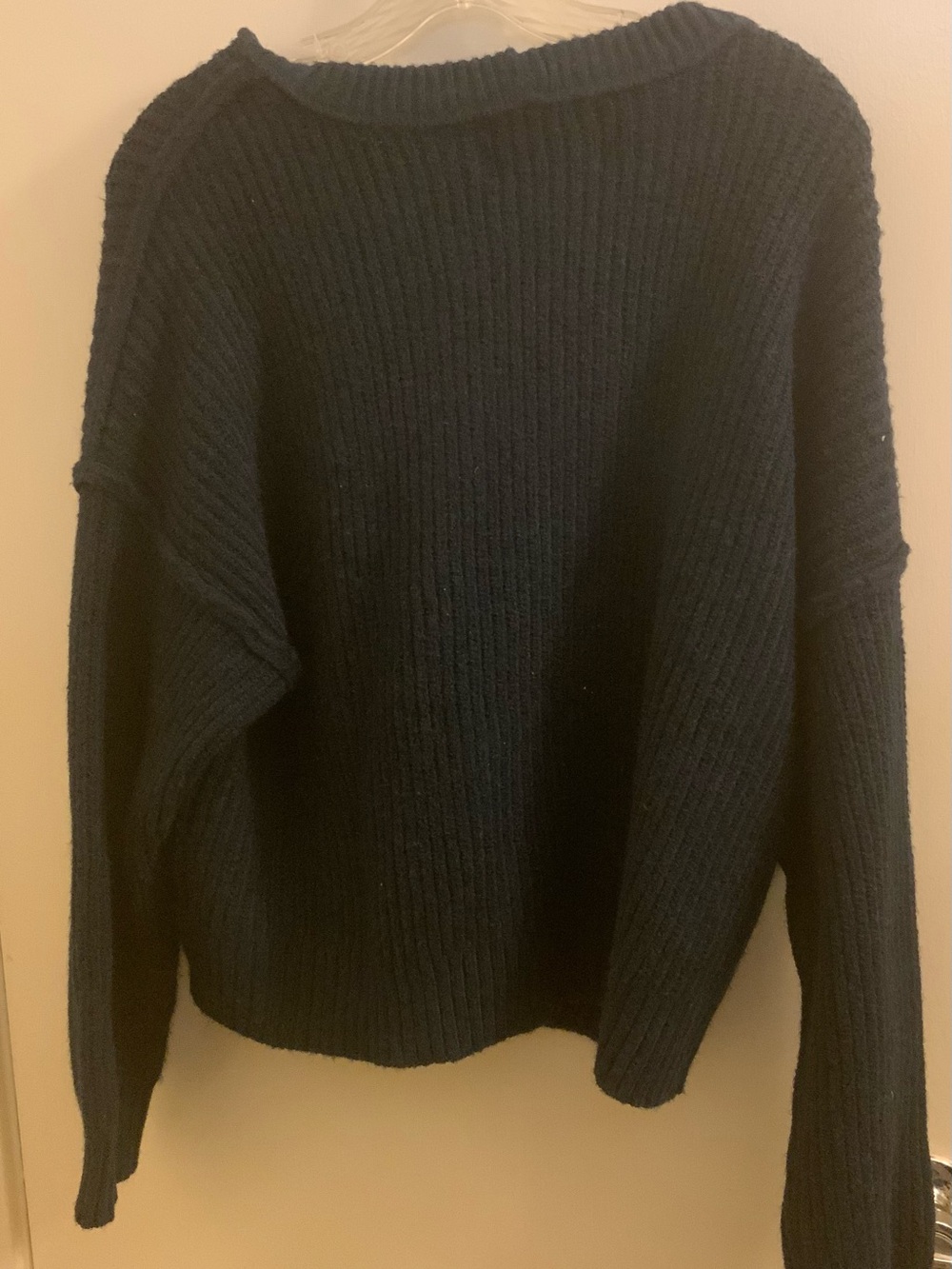 American Eagle Outfitters Dark Navy Ribbed Crewneck Sweater